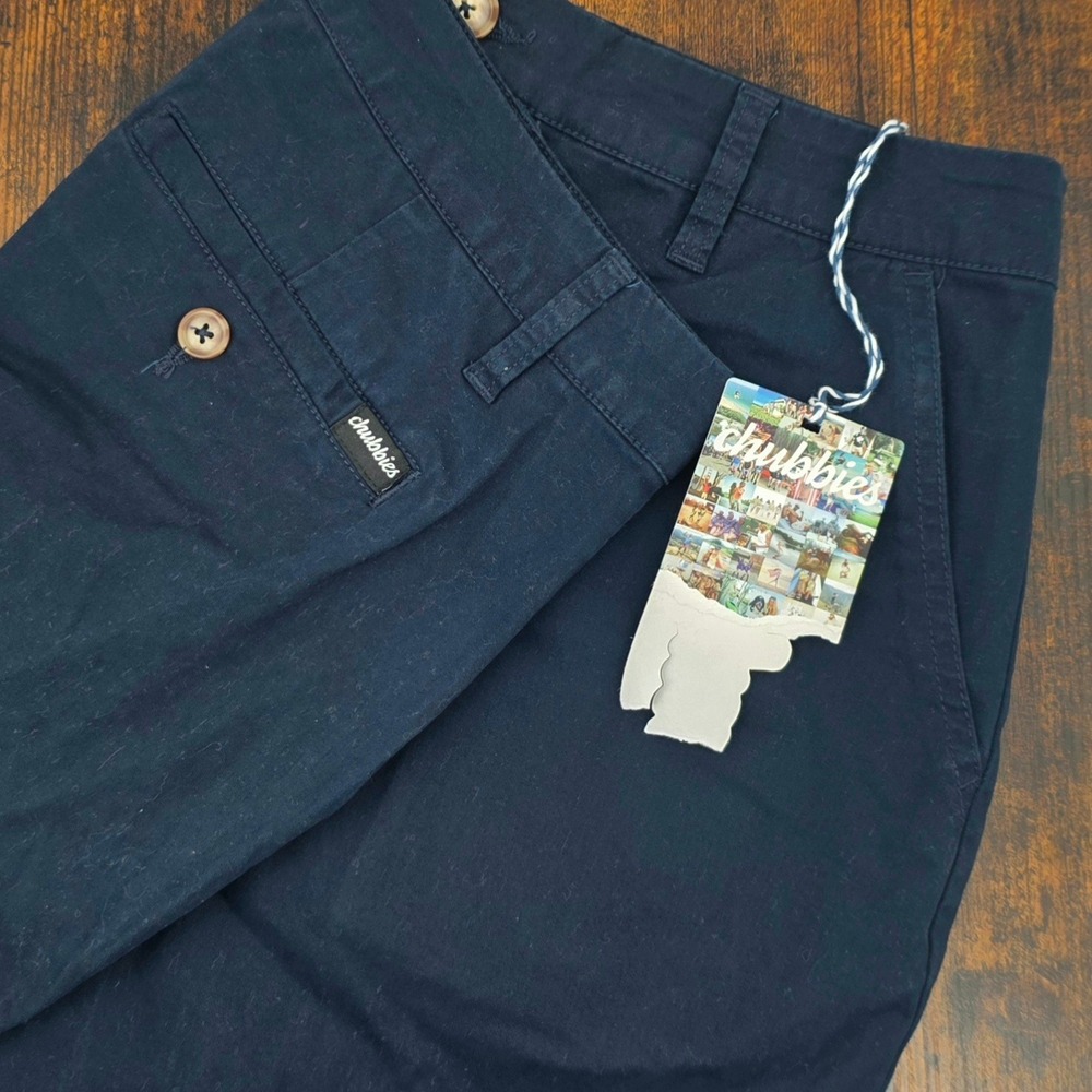 Chubbies Originals Chino Shorts Mens 34 Navy Blue 7" Inseam Stretch Twill